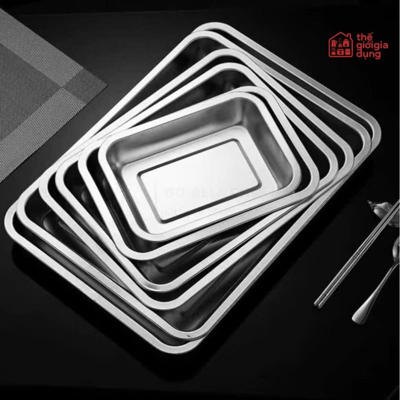Khay inox đựng thực phẩm sâu 2cm - 4.8cm Gorilla Chef khay nhà bếp bằng inox độ dày 1mm
